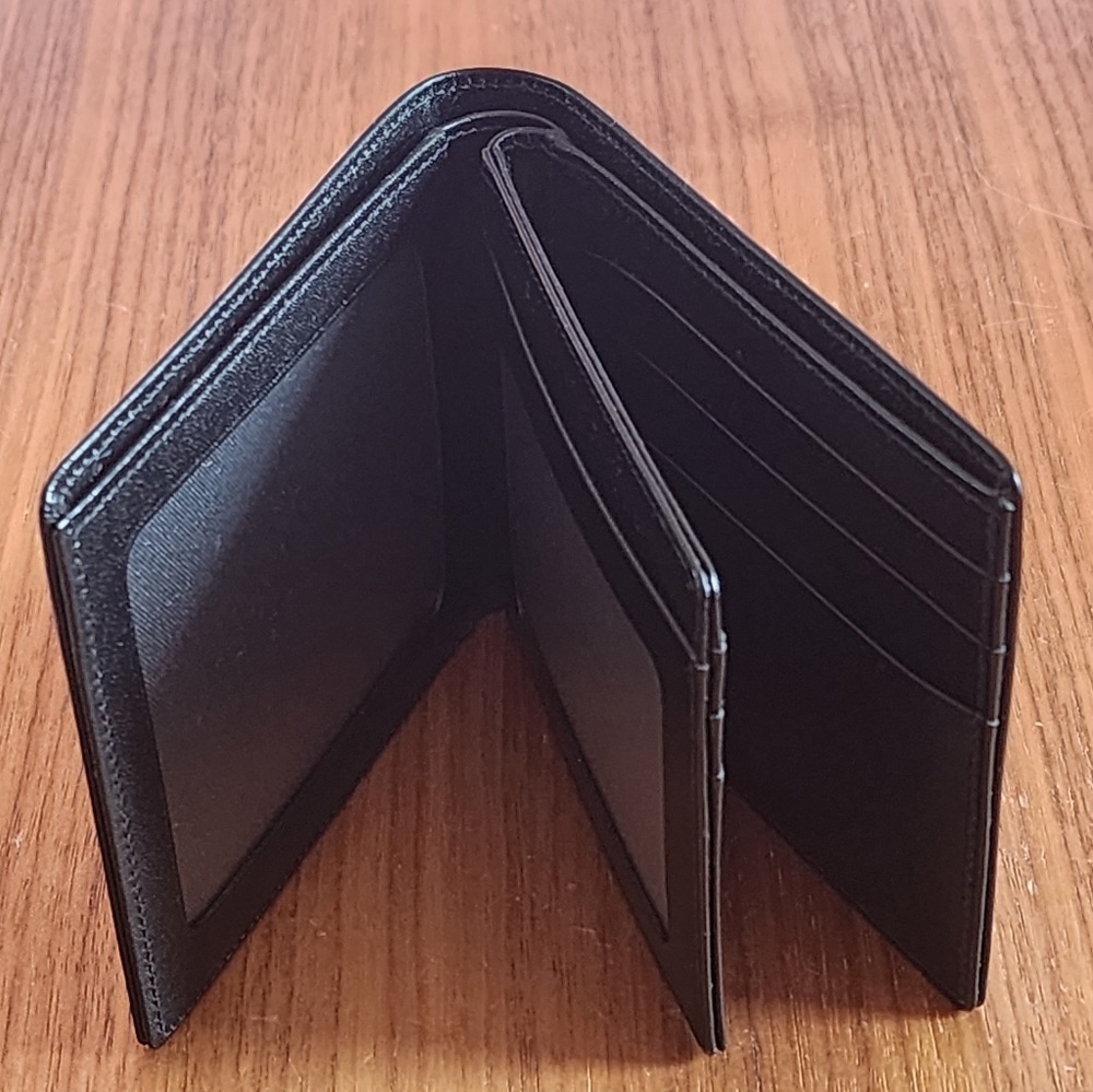 New 100% Auth Montblanc  Meisterstuck Leather Wallet 6 CC 2 View Pockets Black - Picture 3 of 10